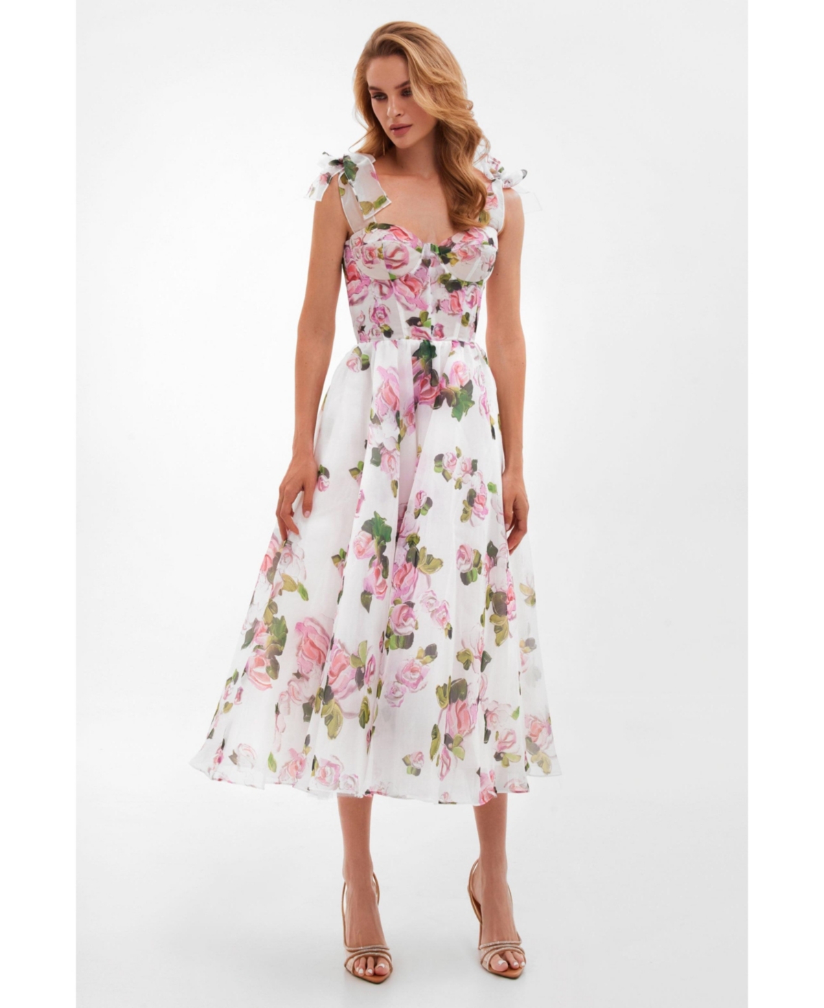 Milla Women's Tender Floral Midi Tie-Strap Dress