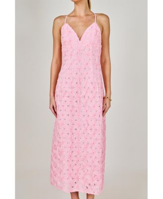 strapless open back dress Unique Vintage Light Pink Pin Dot Lamar Swing Dress main image 0