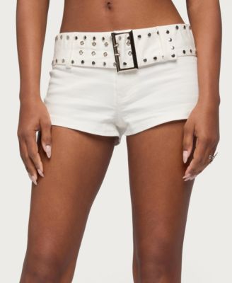 Women's Studded Belt Denim Micro Shorts