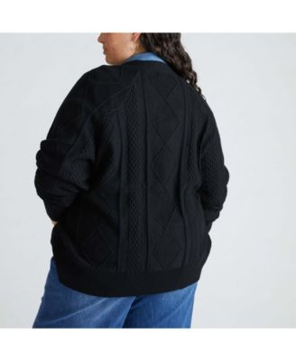 Plus Size Cable Knit Cardigan
