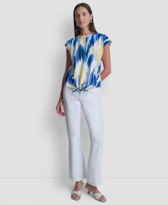 Women's Abstract Print Tie-Waist Top