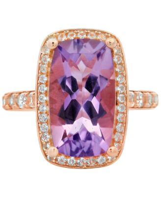 Pink Amethyst (3.30 ct. t.w.) & White Topaz (0.60 ct. t.w.) Ring in 14k Rose Gold Plated Sterling Silver