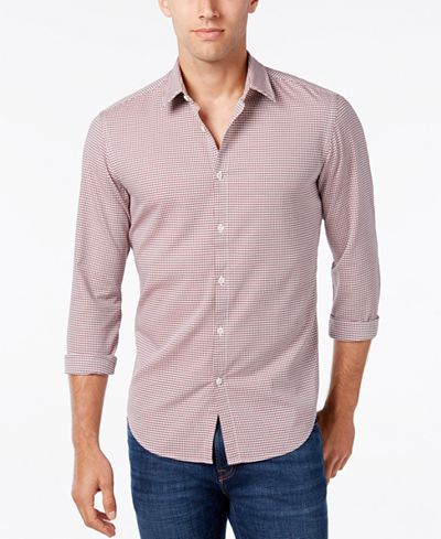 Hugo Boss Green Men's C-Briar Geo Check Long-Sleeve Shirt