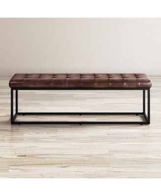 Global Archive 55" Genuine Distressed Leather Ottoman Bench