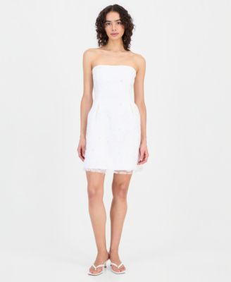 Sam Edelman Women's Beaded Floral Strapless Mini Dress - Macy's