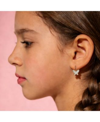 GiGiGirl Dainty 14K Gold Plated Mother of Pearl Butterfly Dangle Drop Earrings