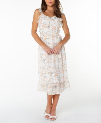Juniors' Ruffle-Trim Sleeveless Midi Dress