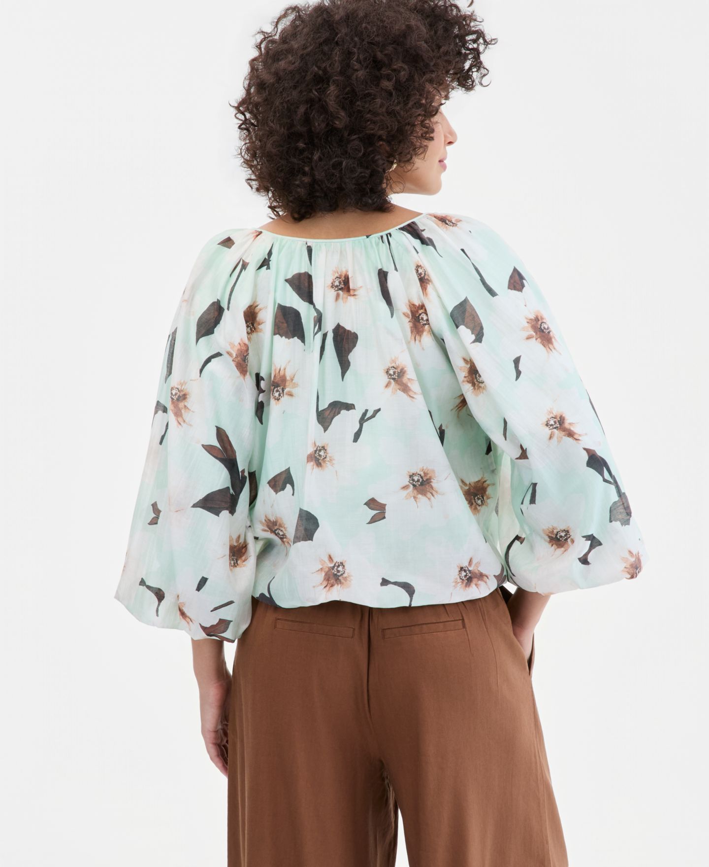 Женская блузка I.N.C. International Concepts Printed Puff-Sleeve Bubble, цвет: Kari Garden — фото 4