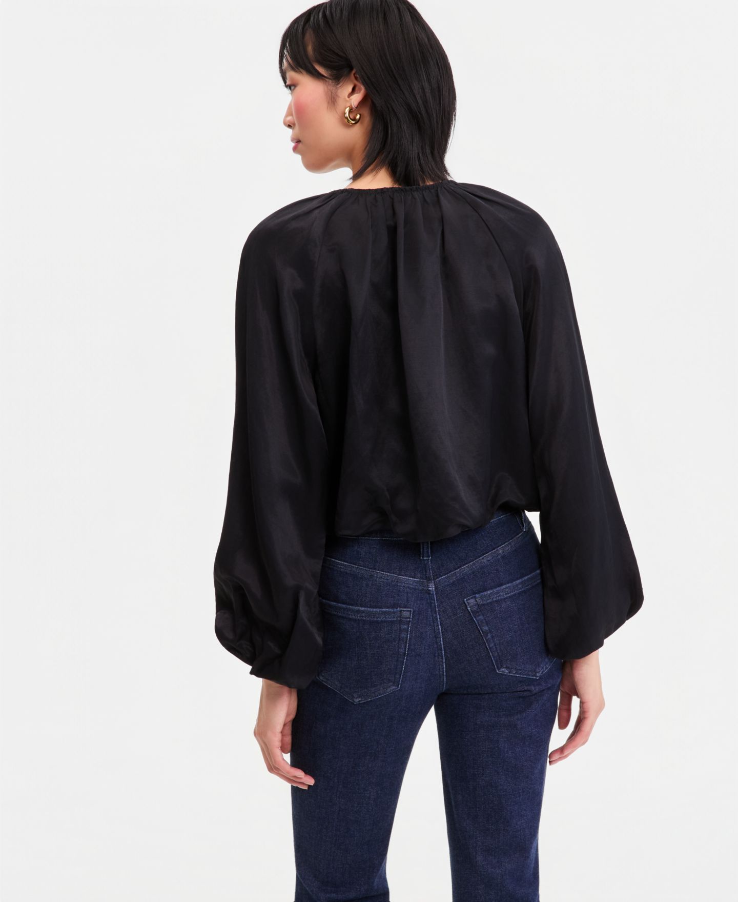 Женская куртка I.N.C. International Concepts Blouson-Sleeve Cropped Jacket, цвет: Глубокий чёрный — фото 2