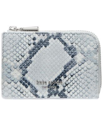 Snake Embossed Leather Zip Card Case