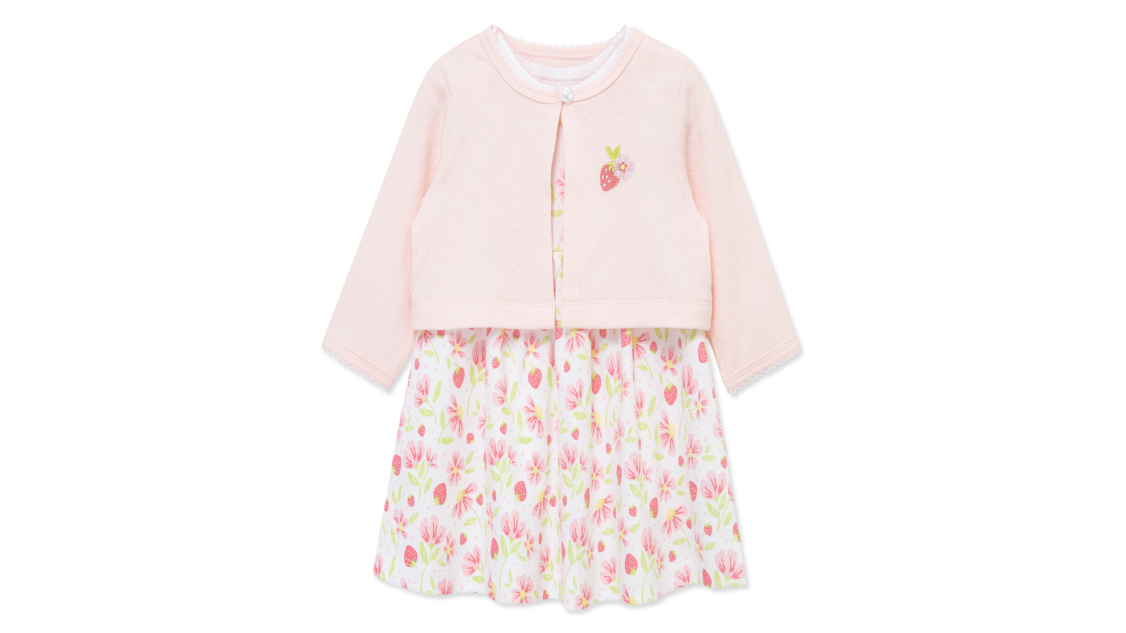 Little Me Baby Girls' Short-Sleeve Dress, Cardigan and Diaper Cover, 3-Piece Set