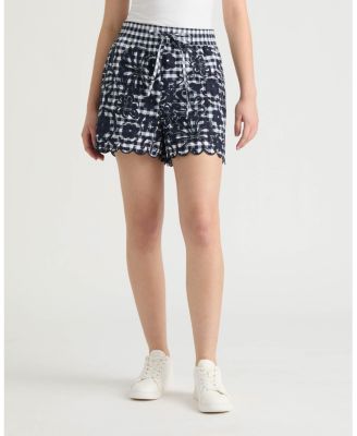 Women's Gingham Scallop Hem Short
