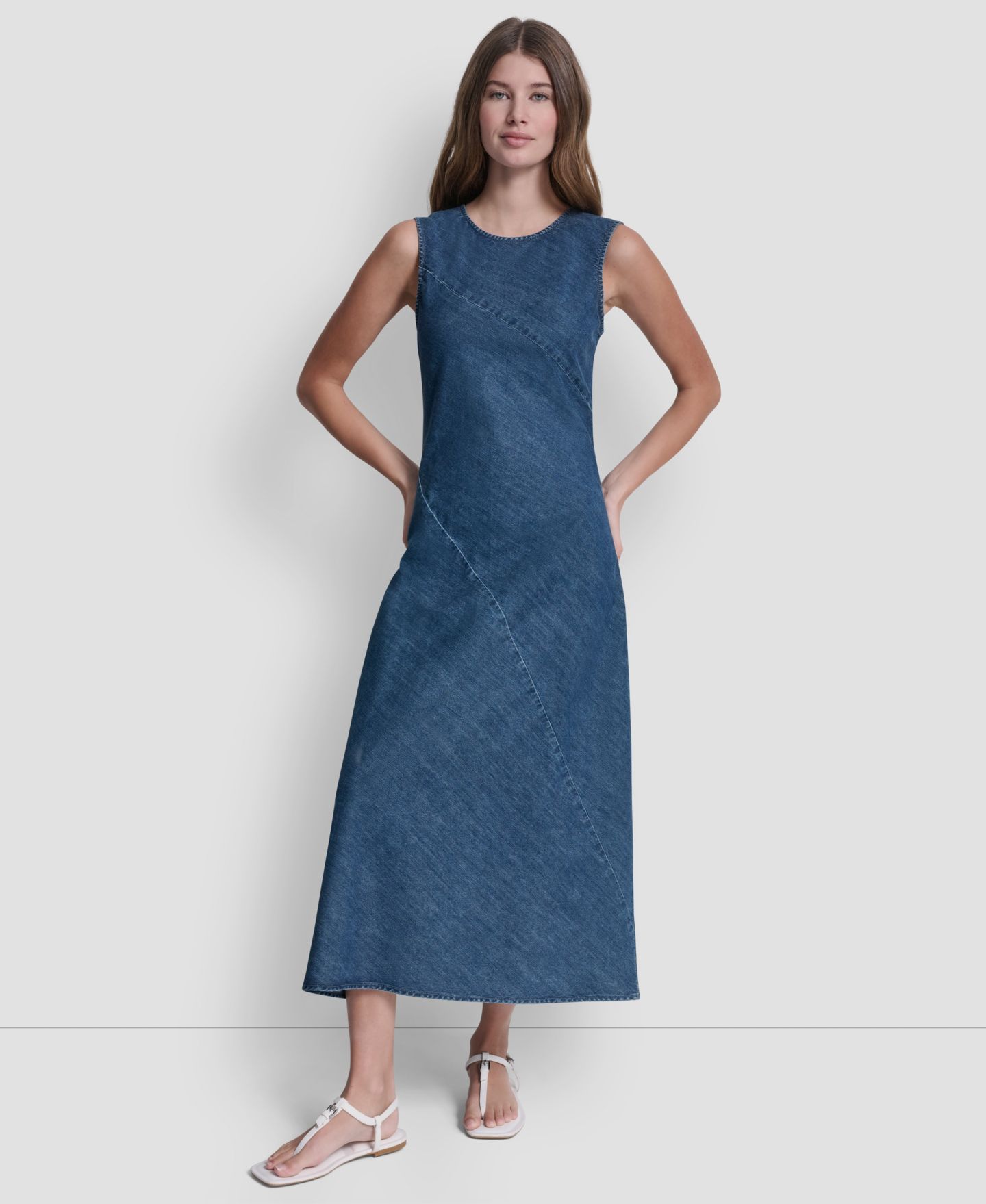 Женское платье DKNY Jeans Petite Sleeveless Crewneck Bias Cut, цвет: Journey — фото 2