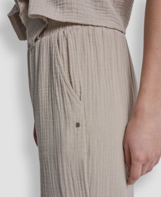 Petite Gauze Straight Leg Pull-On Pants