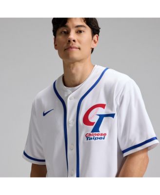 Men's White Chinese Taipei Baseball 2026 World Baseball Classic Stadium Jersey
