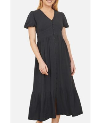Women's Viscose Button Through Midi Dress