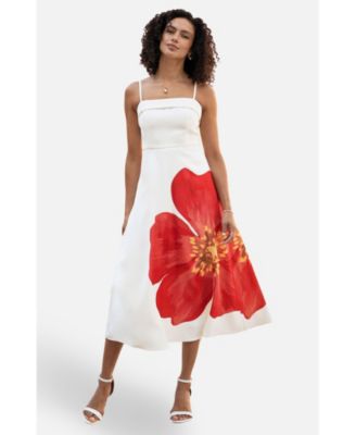 Women's Oversize Poppy Placement Midi Sun Dress