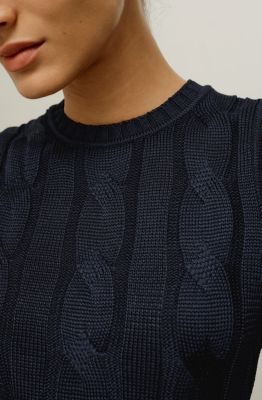 Women's Cable Knit Tussah Silk Cropped Top