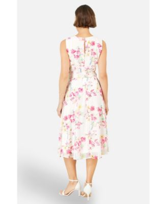 Women's Delicate Floral Midi Skater Dress