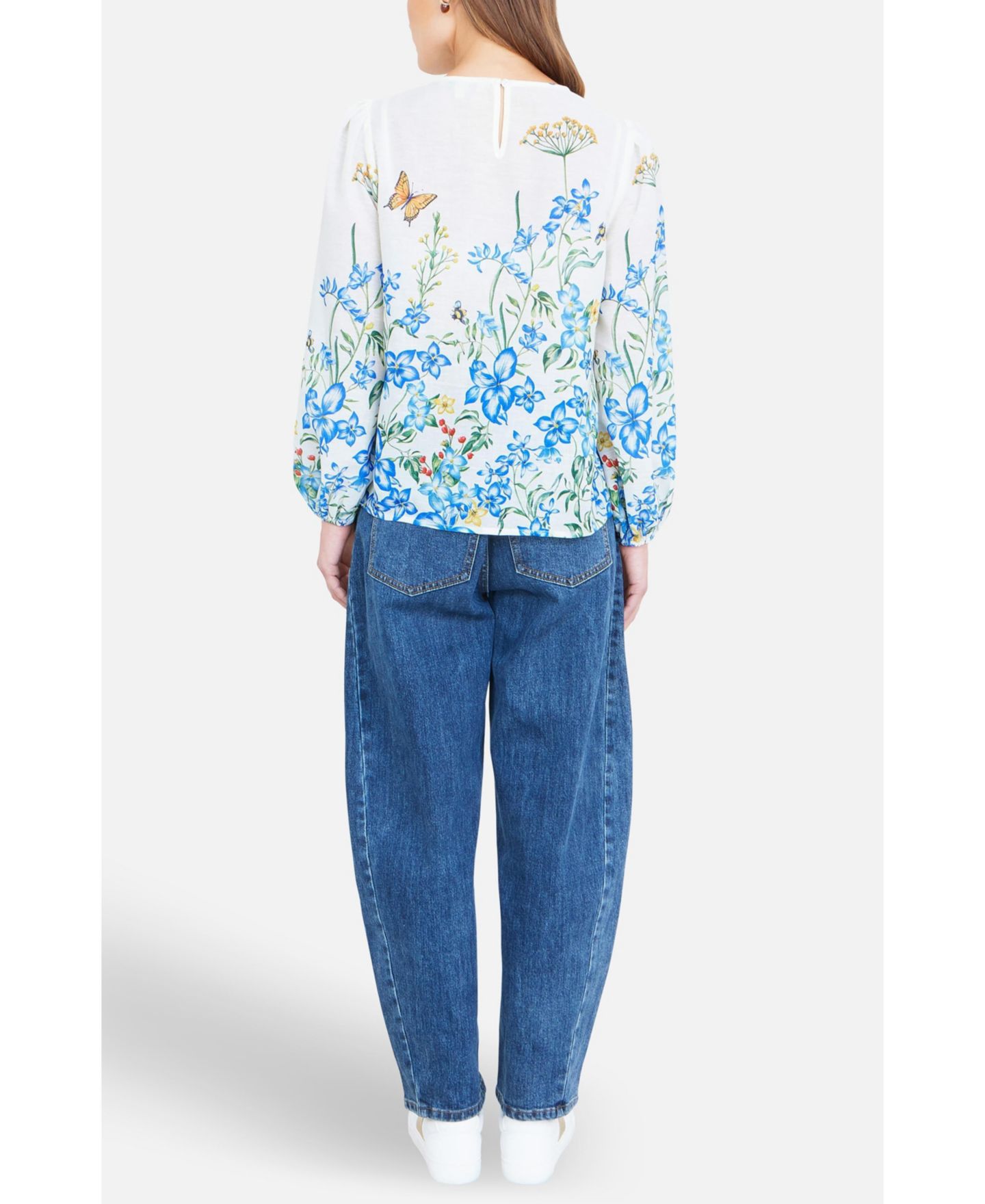 Женский топ Yumi Butterfly Print Long Sleeve, цвет: Слоновая кость — фото 6