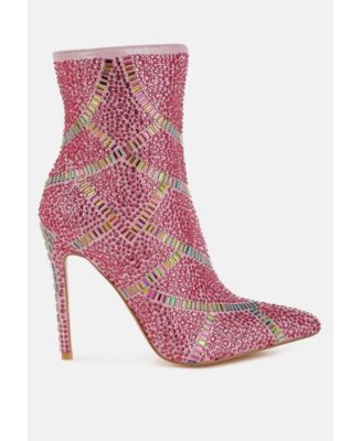 Womens High Roller Rhinestones Embellished Stiletto Boots