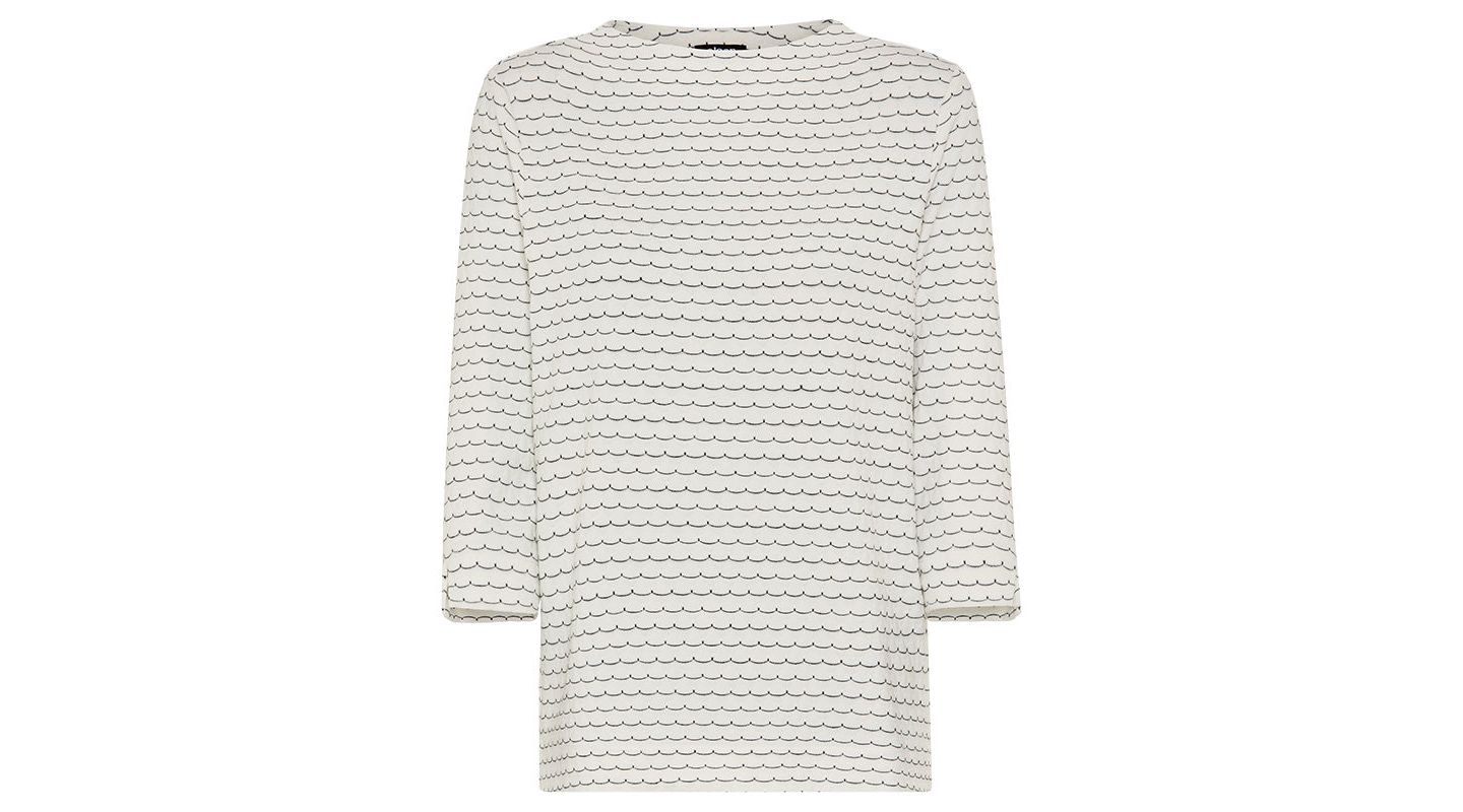 Женский топ Olsen Scallop Stripe Jersey Top, цвет: Молочный белый — фото 4