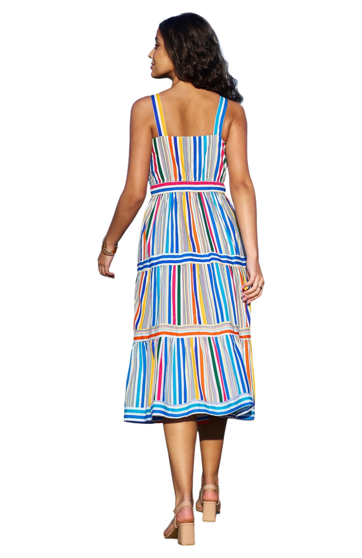 Yumi Women's Stripe Cotton Midi Sun Dress