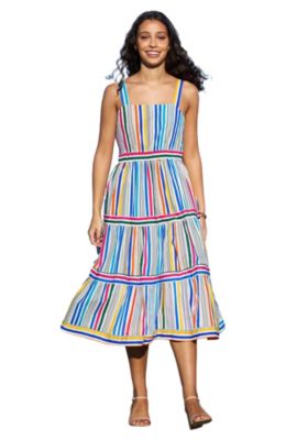 Women's Stripe Cotton Midi Sun Dress