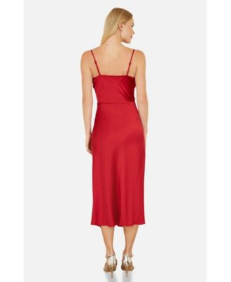 Women's Satin Cowl Neck Midi Dress