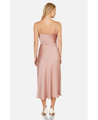 Women's Satin Cowl Neck Midi Dress