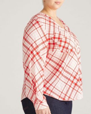 Plus Size Stretch Cupro Button-Down Blouse