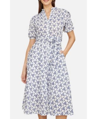 Women's Broderie Anglaise Midi Shirt Dress