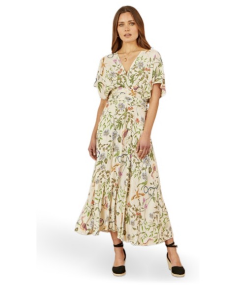 Женские платья Yumi Women's Floral Print Ruched Waist Midi Dress