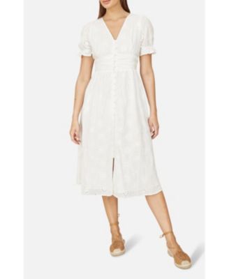 Women's Broderie Anglaise Midi Button Up Dress