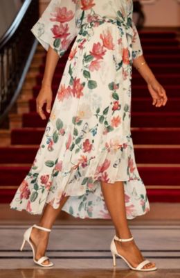 Women's Floral Dip Hem Kimono Wrap Dress