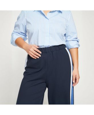 Women's Plus Size Wide Leg Stripe Ponte Pant