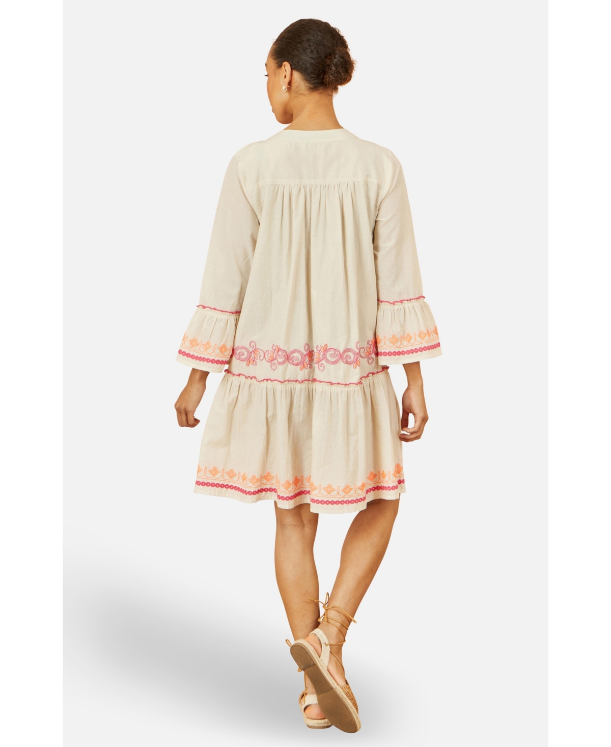 Yumi Women's Embroidered Cotton Tunic Dress