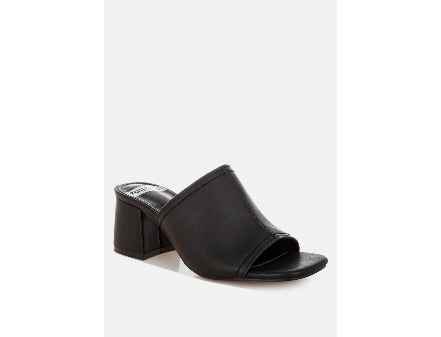 Женские туфли Rag & Co Wuling Slip-On Soft Leather Heels, цвет: Чёрный кожаный — фото 1