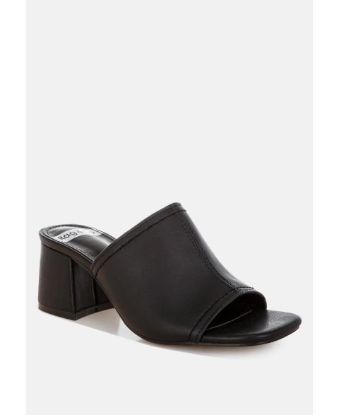 Женские туфли Rag & Co Wuling Slip-On Soft Leather Heels, цвет: Чёрный кожаный