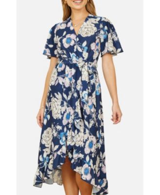 Women's Floral Midi Wrap Dress