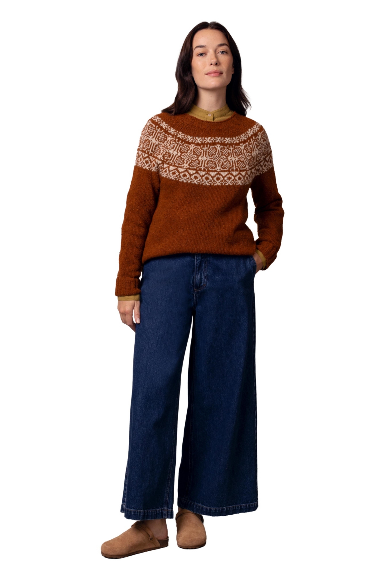 Celtic & Co. Women's Donegal Fair Isle Yoke Sweater