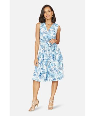 Women's Floral Wrap Over Skater Dress