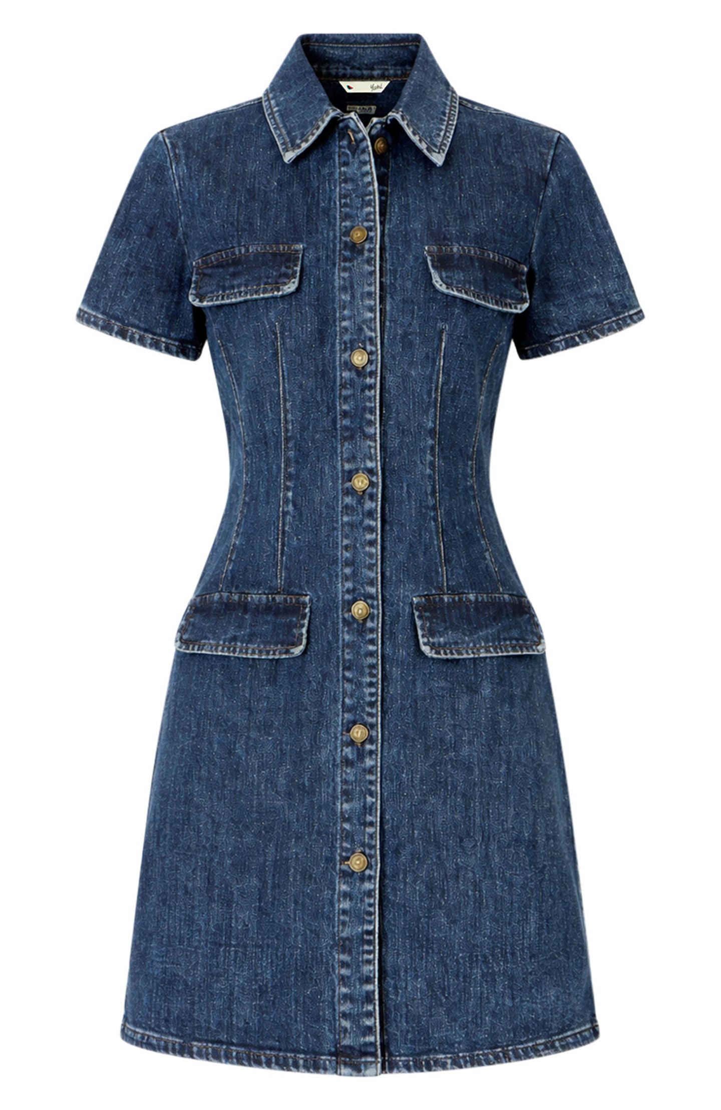 Женское платье Yumi Denim Stretch Shirt Dress, цвет: Синий — фото 7