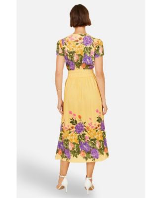 Women's Floral Mirror Print Viscose Midi Dress