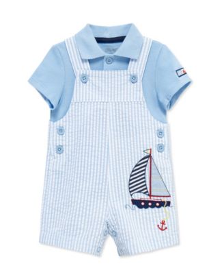 Baby Boys' Sailboat Printed Shortall and Polo Shirt, 2-Piece Set