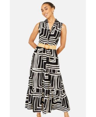 Women's Geo Print Midi Shirt Dress