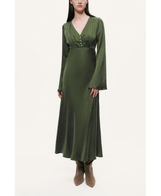 Women's Crystal-Button V-Neck Maxi Dress