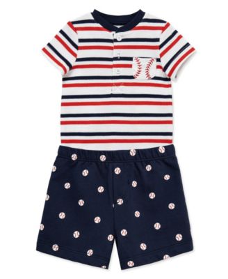 Baby Boys' Printed Short-Sleeve Bodysuit and Shorts, 2-Piece Set