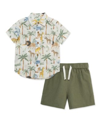 Baby Boys' Short-Sleeve Shirt and Shorts, 2-Piece Set