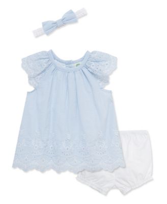 Baby Girls' Eyelet Embroidery Top, Shorts and Headband, 3-Piece Set